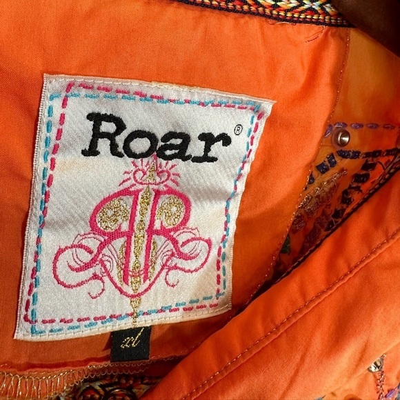 Destined To ROAR Button Up Shirt Rhinestone Pearl Snap Button XL Western Cowgirl - Picture 6 of 16